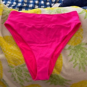 NWOT XL Neon Pink shine ribbed high waist bottoms